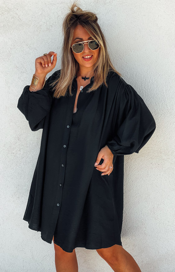 Robe PRETTY courte manches 7/8 noire