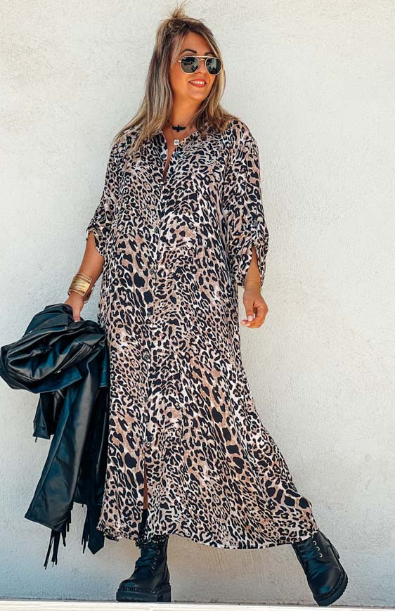 LESLIE long leopard dress