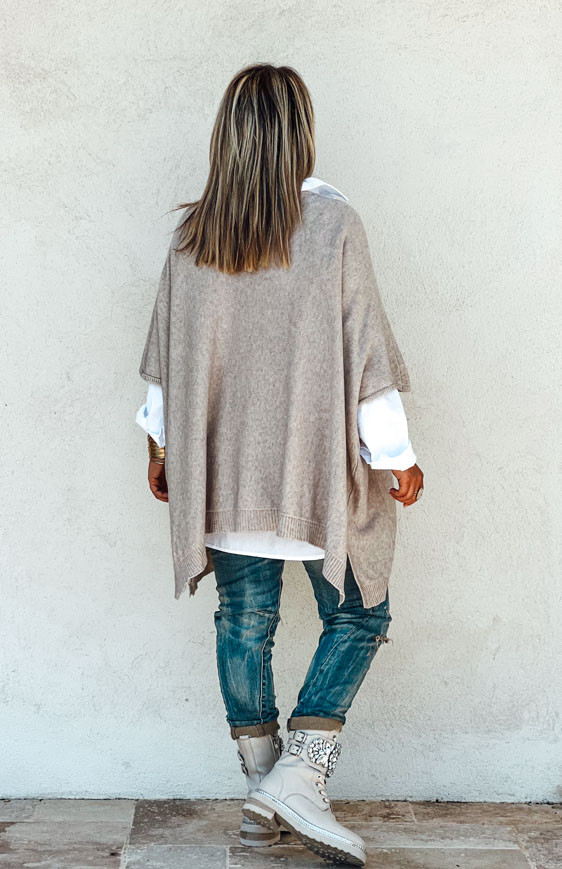 KRISS long 3/4 sleeves beige sweater