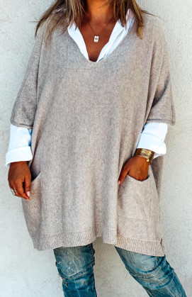 KRISS long 3/4 sleeves beige sweater