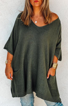 KRISS long 3/4 sleeves green sweater