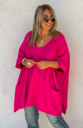 Pull KRISS long manches 3/4 fuchsia