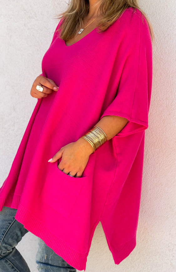 Pull KRISS long manches 3/4 fuchsia