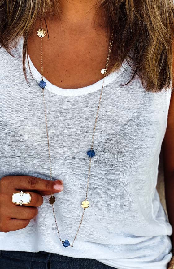 Blue PETUNIA long necklace