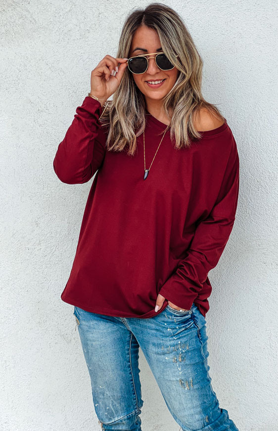 Burgundy FLAKE long-sleeved t-shirt