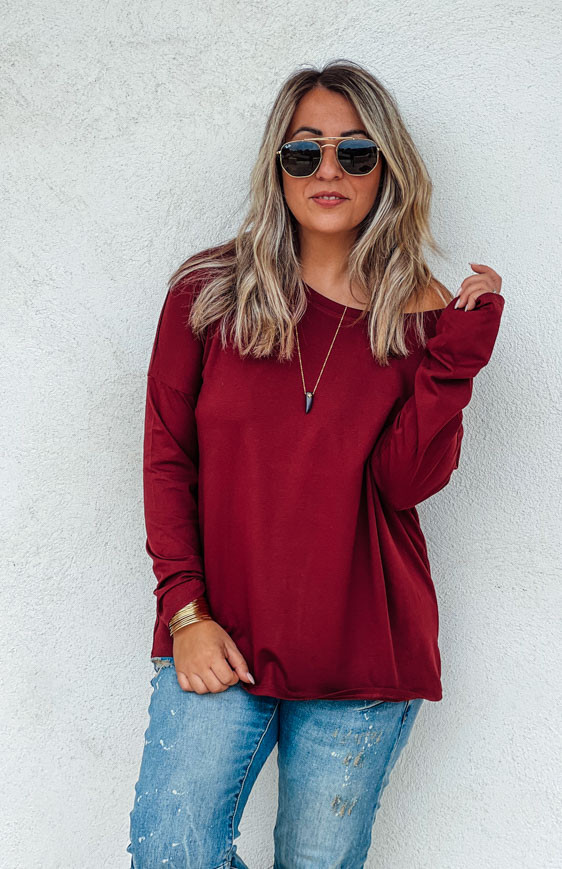 Burgundy FLAKE long-sleeved t-shirt