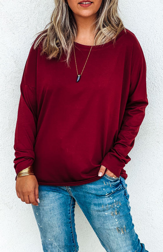 Burgundy FLAKE long-sleeved t-shirt