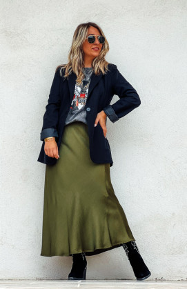 Dark khaki ADELINE long skirt