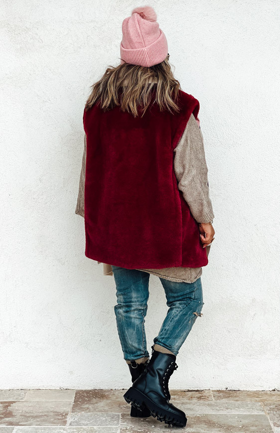 THAIS burgundy sleeveless jacket