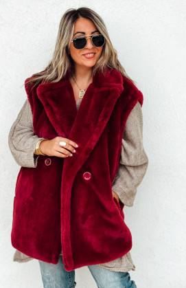 THAIS burgundy sleeveless jacket