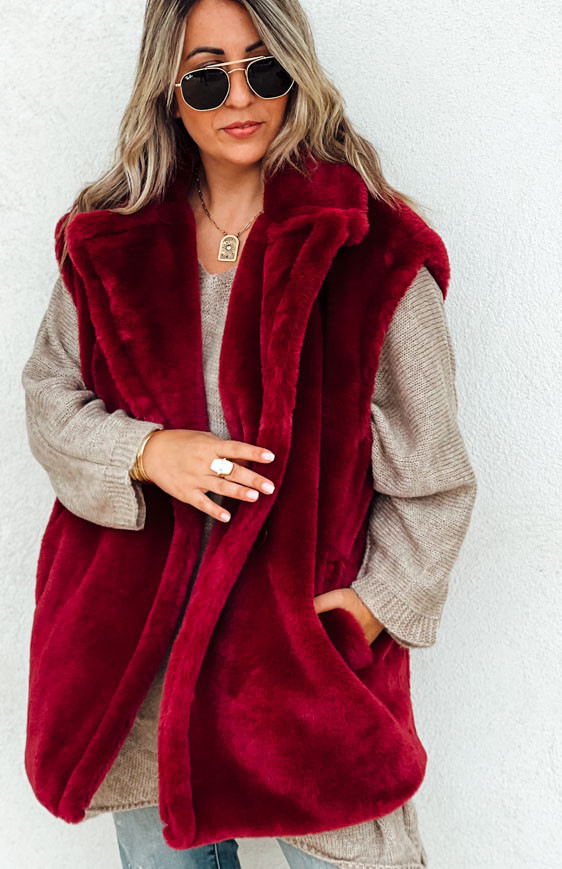 THAIS burgundy sleeveless jacket