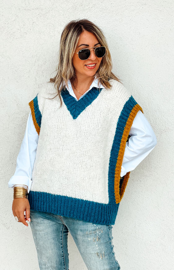 Duck blue TRISTAN sleeveless sweater