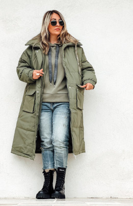 FAMOUS long khaki coat