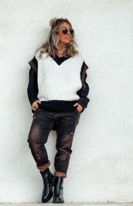 Black TRISTAN sleeveless sweater