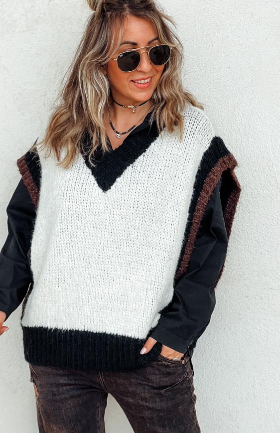 Black TRISTAN sleeveless sweater