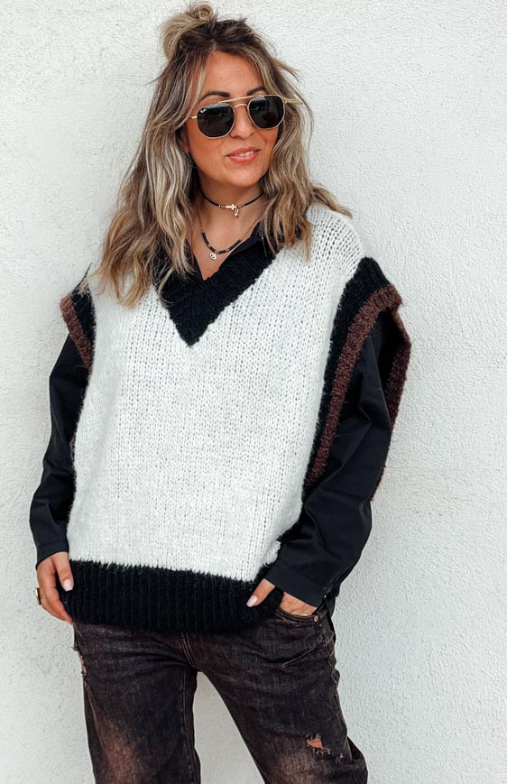 Black TRISTAN sleeveless sweater