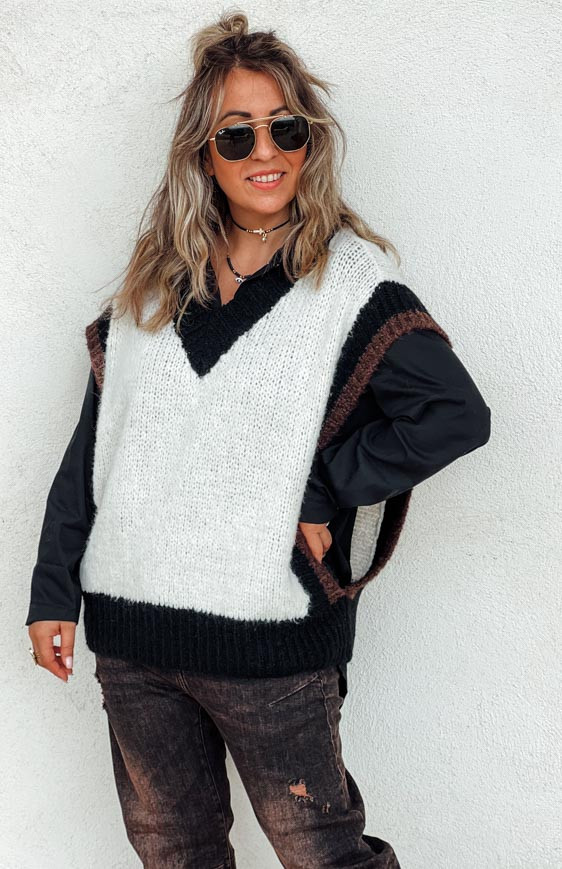 Black TRISTAN sleeveless sweater