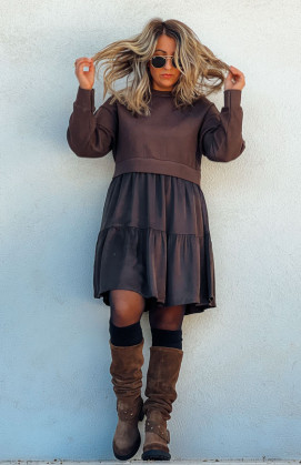 Chocolate PRYSKA short dress