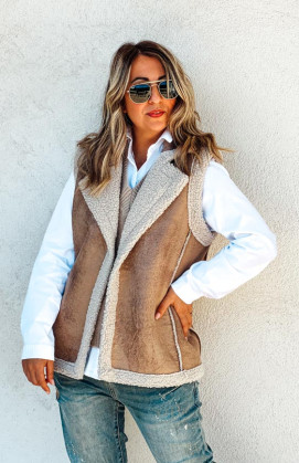 Cappuccino SANDRA sleeveless jacket