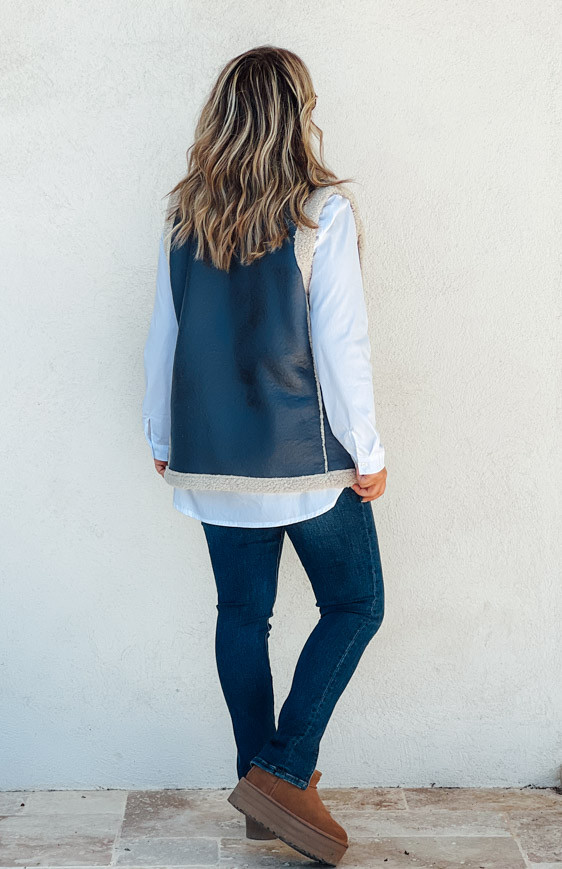 Blue SANDRA sleeveless jacket