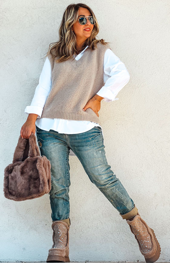 FRANKLIN sleeveless sweater sand