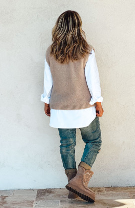 FRANKLIN sleeveless sweater sand