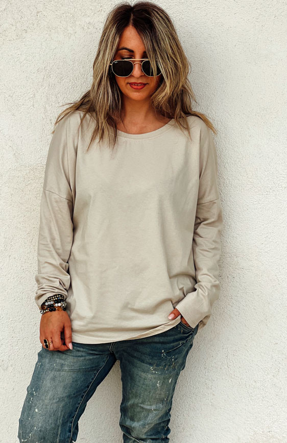 Beige FLAKE long-sleeved t-shirt