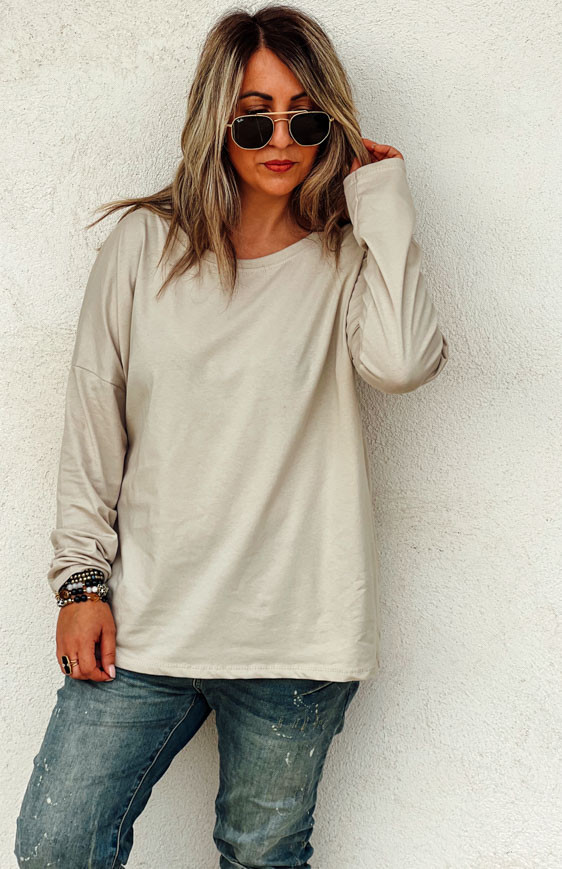 Beige FLAKE long-sleeved t-shirt