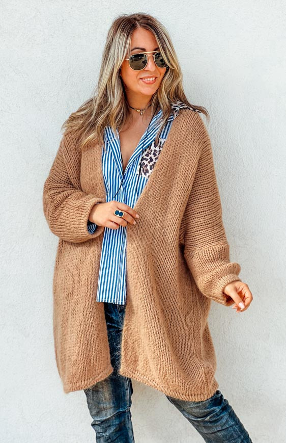 Camel mid-length RANDY cardigan