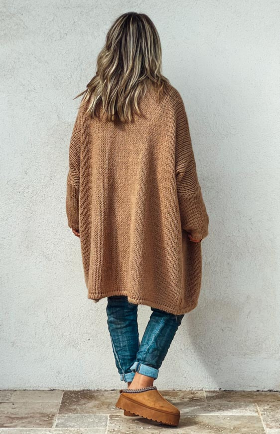 Camel mid-length RANDY cardigan