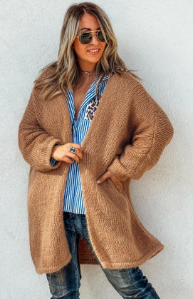 Camel mid-length RANDY cardigan