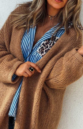 Camel mid-length RANDY cardigan