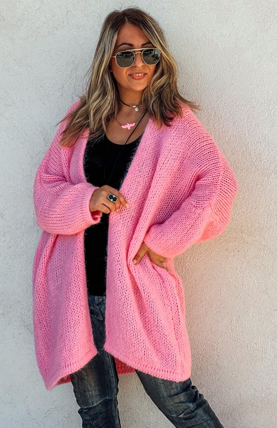 Pink mid-length RANDY cardigan