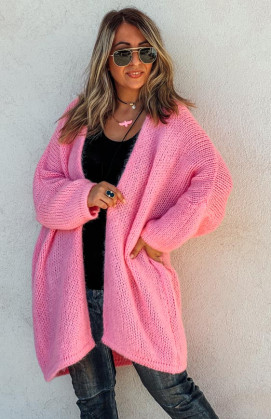 Pink mid-length RANDY cardigan