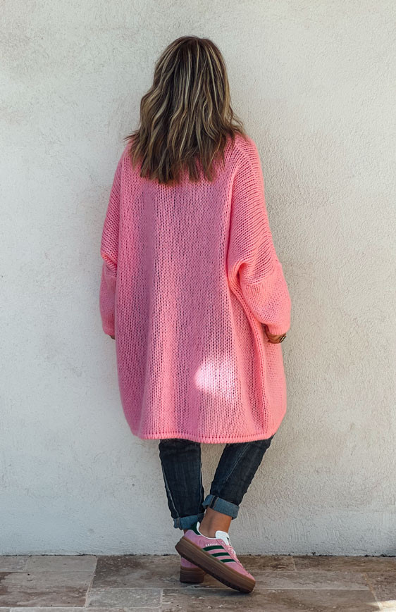 Pink mid-length RANDY cardigan