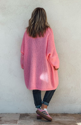 Pink mid-length RANDY cardigan