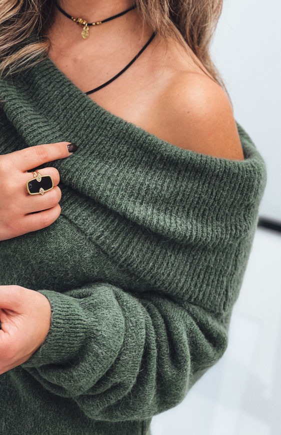 Khaki TAYLOR short pullover dress