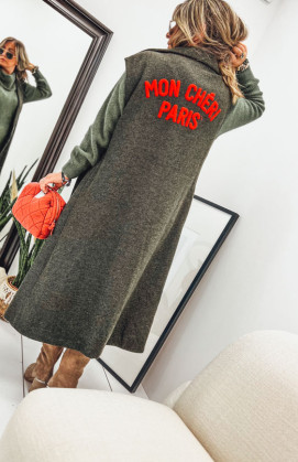 Khaki VENUSIA sleeveless coat