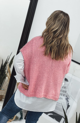 DAVY short-sleeved light pink sweater