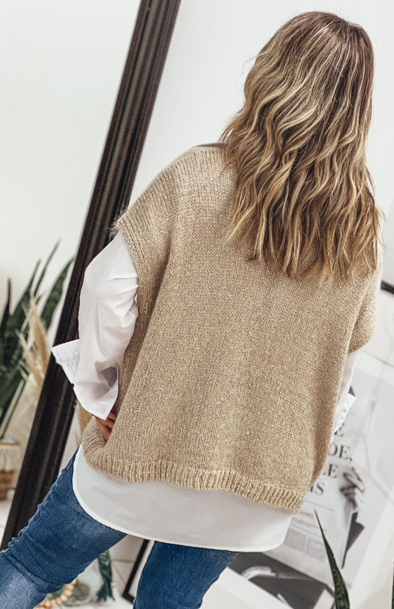 Pull DAVY manches courtes taupe