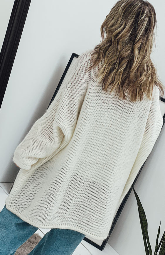 Ecru mid-length RANDY cardigan