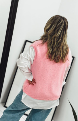 Pull FRANKLIN sans manches rose clair