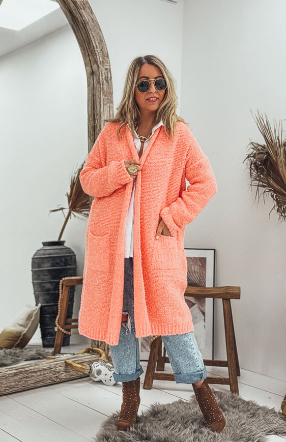 Coral GIOVANNI mid-length cardigan