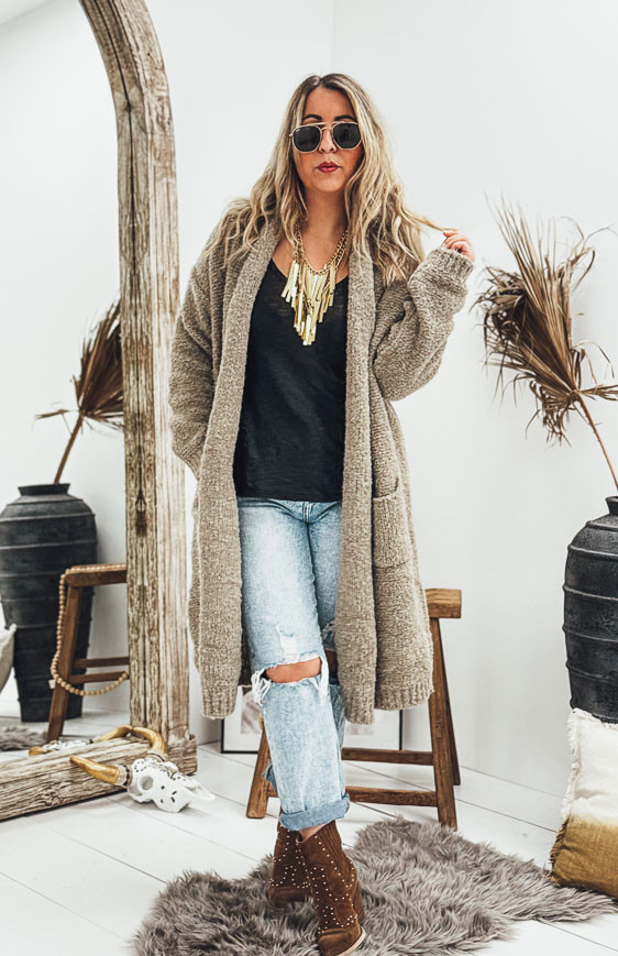 Taupe GIOVANNI mid-length cardigan