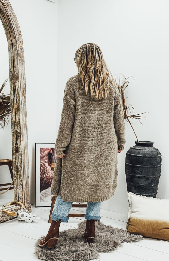 Taupe GIOVANNI mid-length cardigan